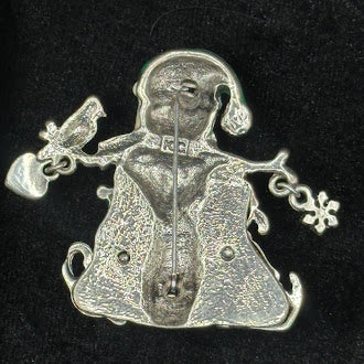 Vintage Kenneth Cole Snowman Cat and Dog Brooch Enamel Rhinestone Christmas Pin