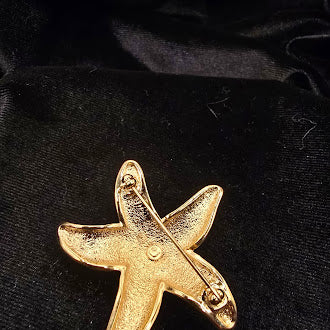 Swarovski Crystal Starfish Brooch Gold Tone Pavé Ocean Beach Jewelry Pin