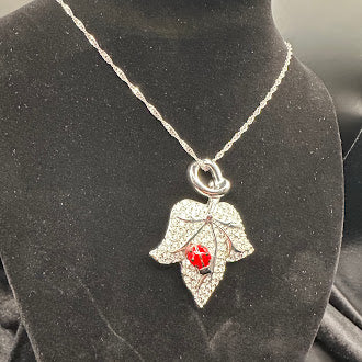 Swarovski 925 Sterling Silver Crystal Leaf Pendant Necklace Ladybug Charm Pavé
