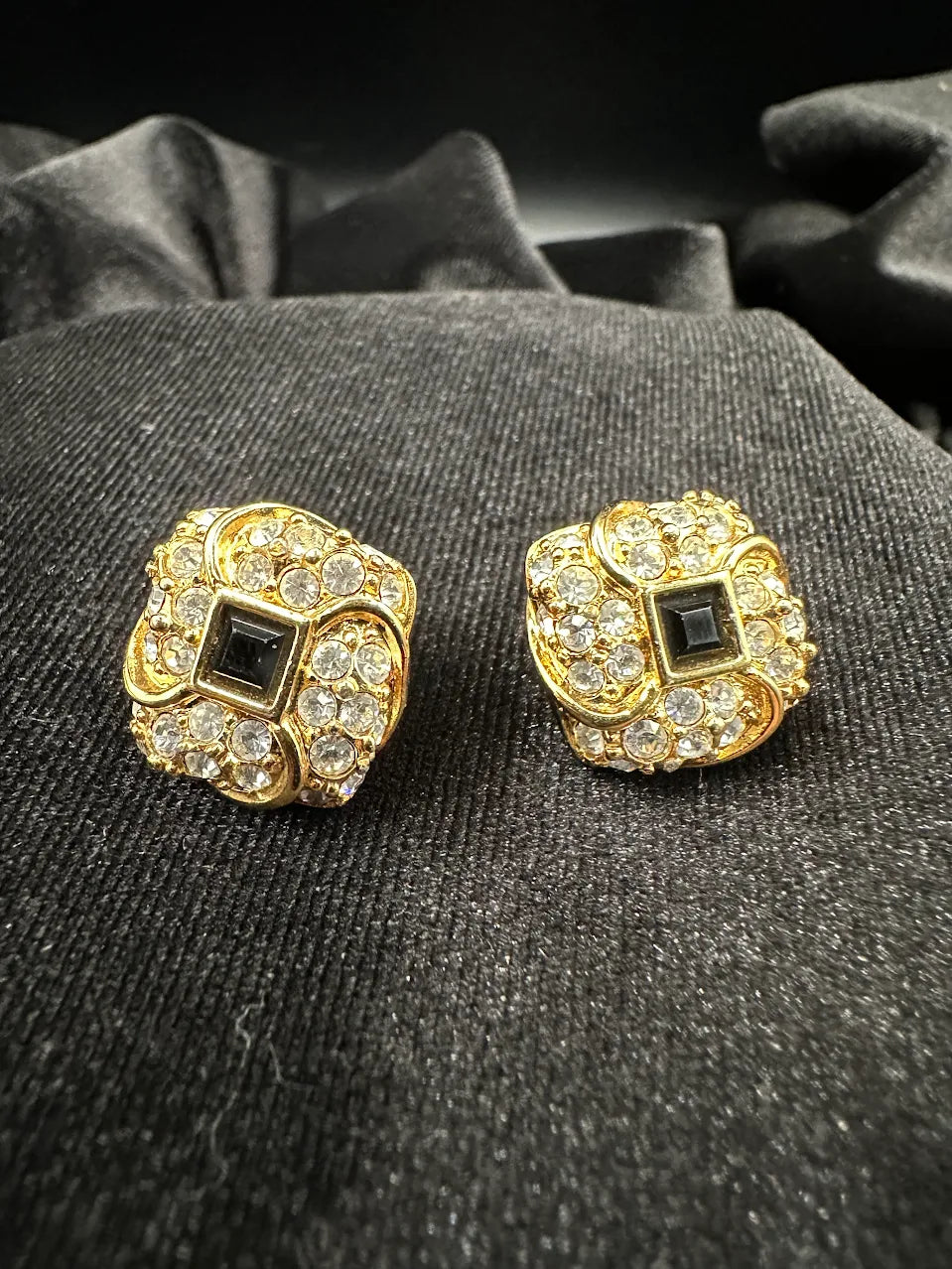 Swarovski Gold Tone Clear Crystal Earrings