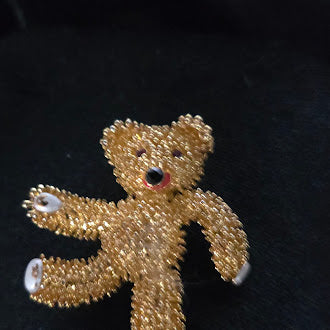 Camrose & Kross Jacqueline Kennedy Teddy Bear Brooch Gold Tone Crystal Figural Pin