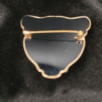 Gold tone rhinestone leopard face brooch openwork cat head pin