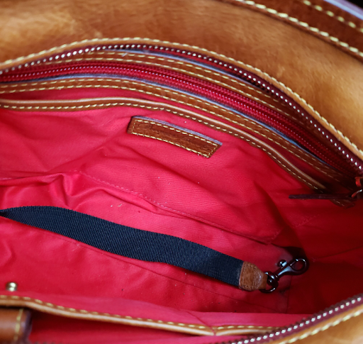 (SOLD) Dooney & Bourke Pebbled Leather Satchel, Tan Brown Top Handle Bag