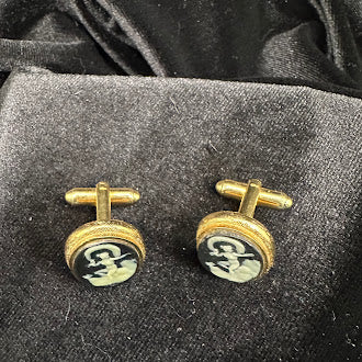 Vintage Dante Cameo Style Figural Cufflinks Gold Tone Pinup Girl Novelty Men's Accessories