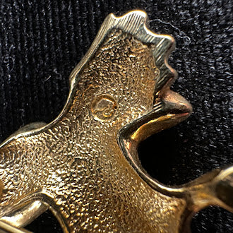 Swarovski Gold Tone Crystal Frog Brooch Vintage Designer Rhinestone Animal Pin