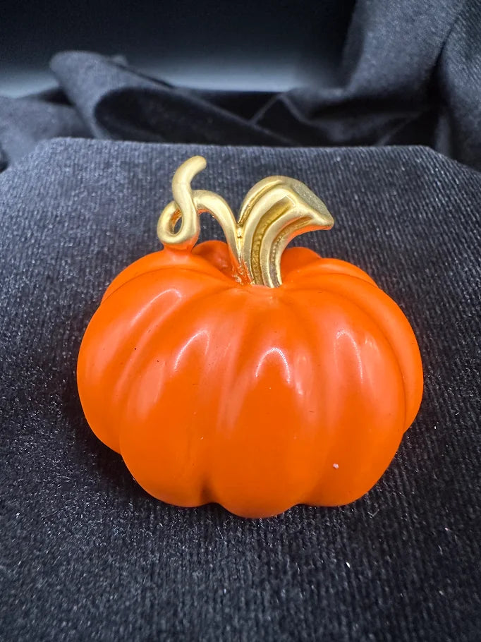 Gold Tone Orange Pumpkin Brooch | Autumn Harvest Statement Pin