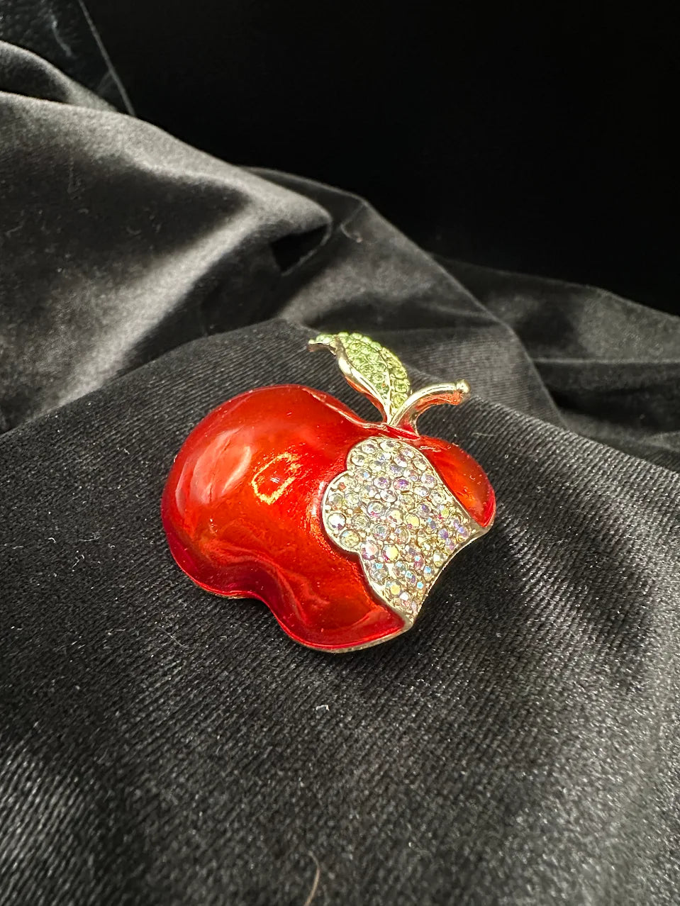 Red Apple Crystal Brooch