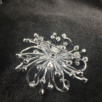 Sarah Coventry Silver Tone Clear Crystal Starburst Brooch with Original Packaging