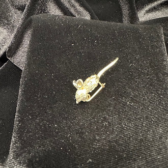 Nemo signed gold tone mouse brooch with clear rhinestones