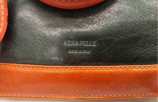 Vintage Vera Pelle Italian Leather Dome Satchel, Black & Red Two-Tone Crossbody, Made in Italy