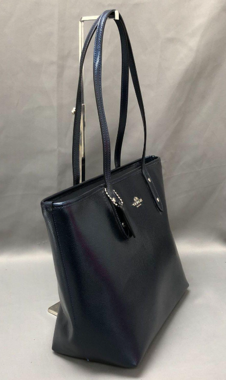 Coach Midnight Navy Crossgrain Leather City Zip Tote Shoulder Handbag