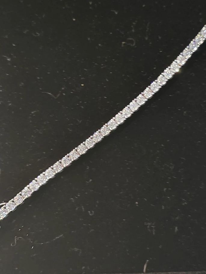925 Sterling Silver CZ Tennis Bracelet 7” Round Cut Diamond Look Classic Sparkle