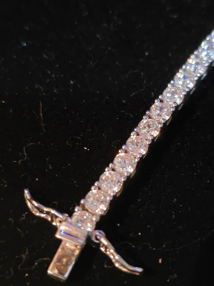 925 Sterling Silver CZ Tennis Bracelet 7” Round Cut Diamond Look Classic Sparkle