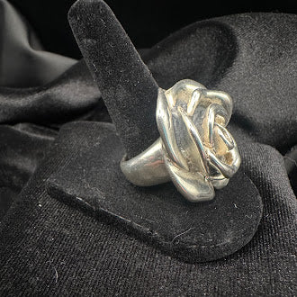 Silver Tone Sculpted Rose Ring (Large)