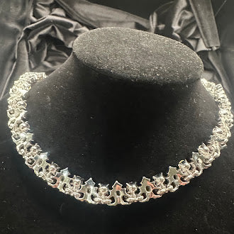 Vintage Trifari Silver Tone Art Deco Rhinestone Necklace