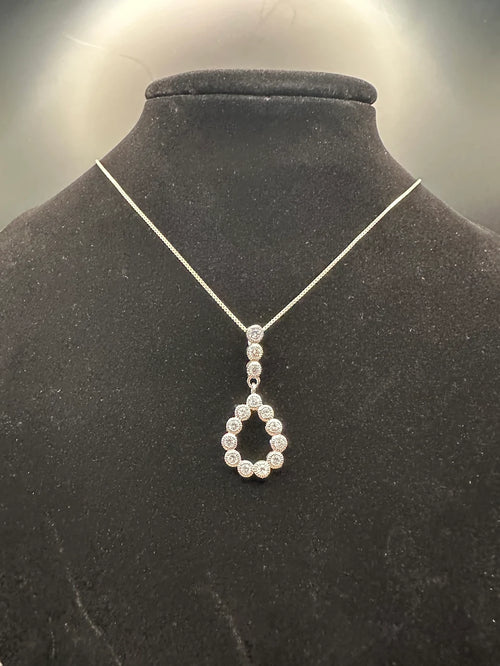 925 sterling silver crystal teardrop pendant necklace