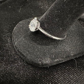 Sterling Silver Pear Cut CZ Solitaire Ring Elegant Minimalist Teardrop Engagement Style Ring