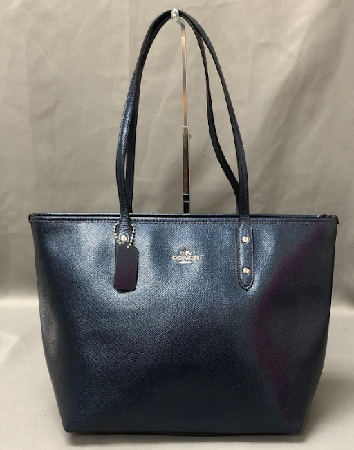 Coach Midnight Navy Crossgrain Leather City Zip Tote Shoulder Handbag