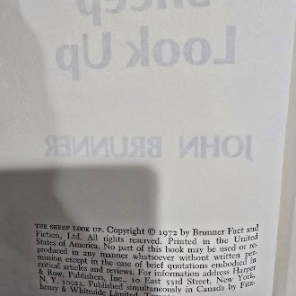 The Sheep Look Up John Brunner Harper and Row 1972 Hardcover With Dust Jacket