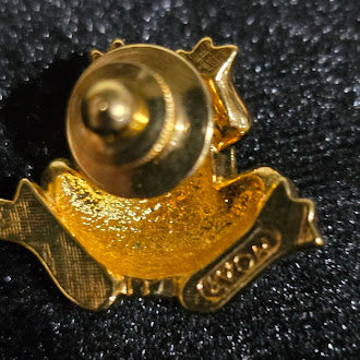 Avon Frog Brooch Green Enamel Rhinestone Gold Tone Vintage Figural Pin