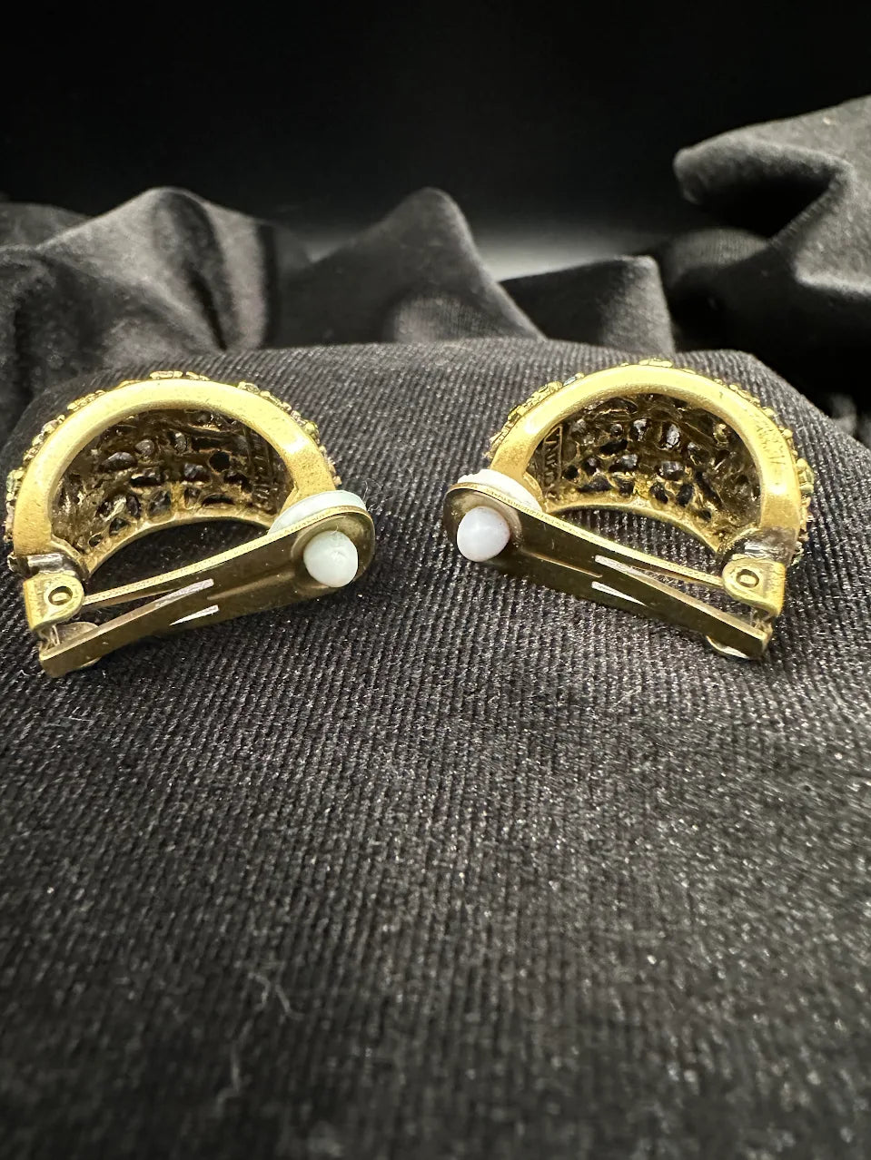 Heidi Daus Gold Tone Multicolor Crystal Clip Earrings | Signed Designer Statement Earrings