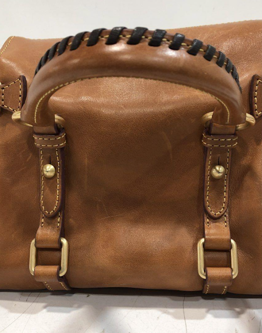 Dooney & Bourke Florentine Leather Satchel Brown Tassel Bag Crossbody Strap