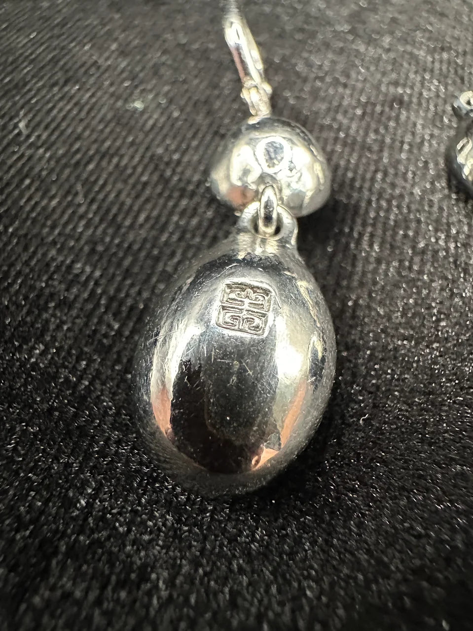 Givenchy Crystal Drop Earrings Silver Tone Oval Cut Clear Rhinestone Dangle Signed Vintage Bridal