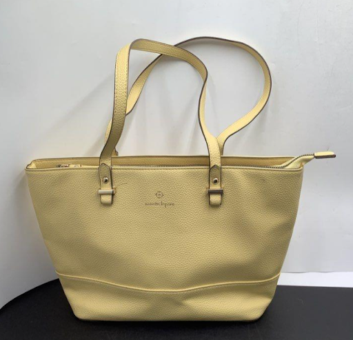 Nanette Lepore Butter Yellow Pebbled Faux Leather Tote Bag Minimalist Shoulder Purse
