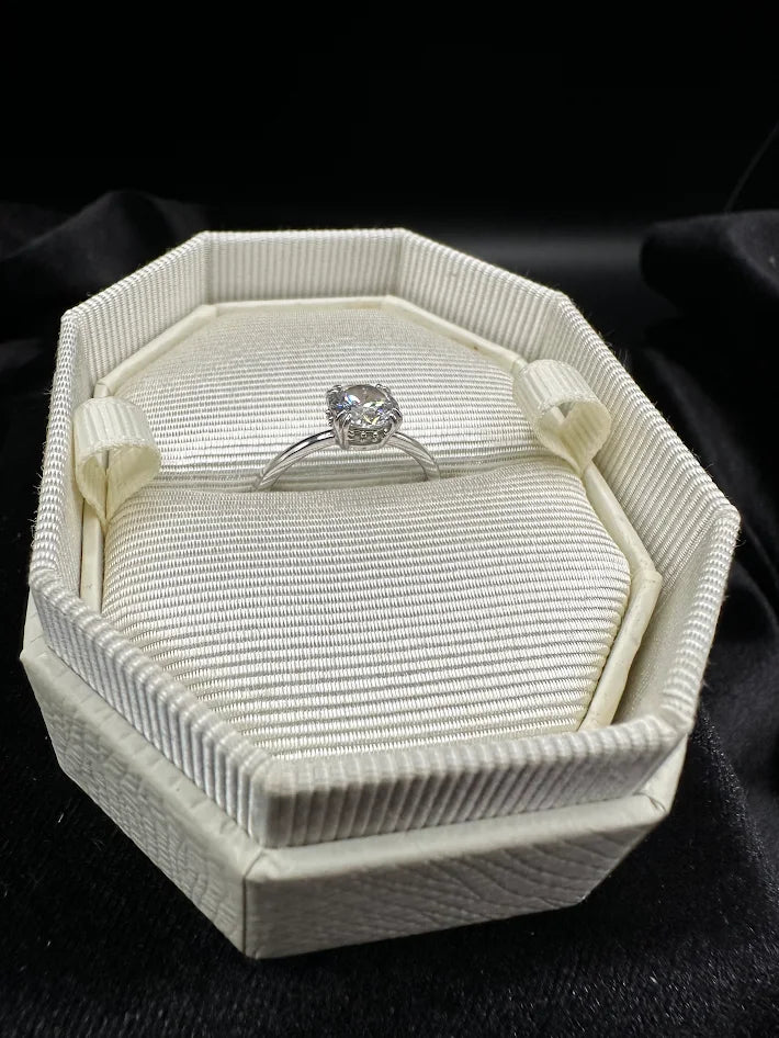 Swarovski Silver Tone Clear Crystal Solitaire Ring with Original Box
