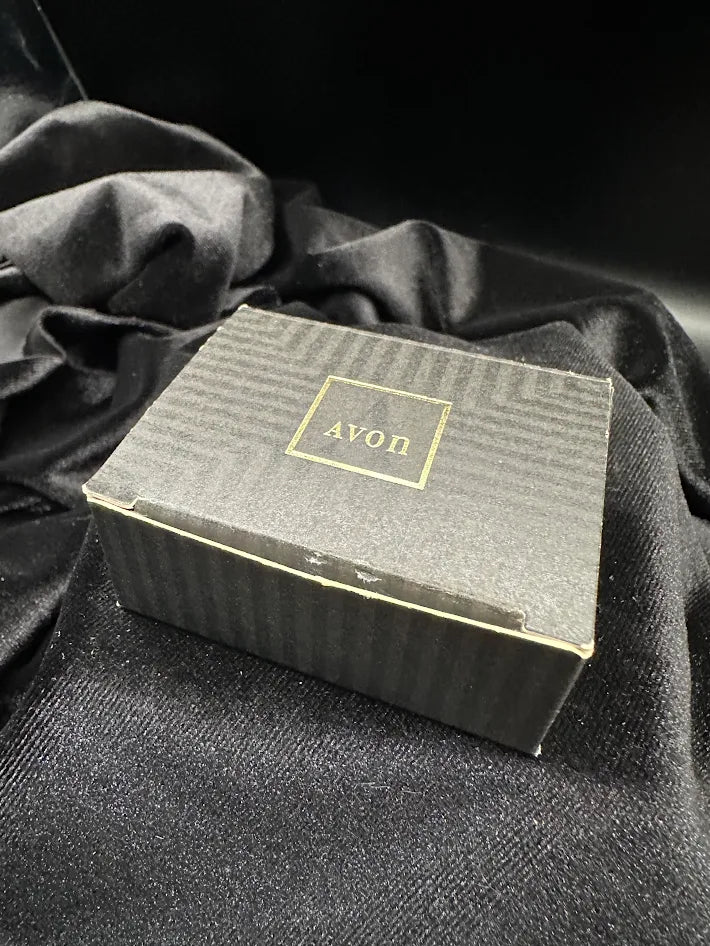 Avon Gold Tone Green Stone Stud Earrings With Original Box