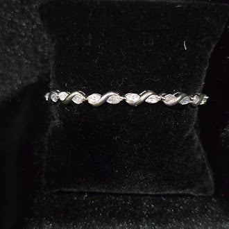 Sterling Silver Cubic Zirconia Tennis Bracelet 925 Twisted Ribbon Link Design | Classic CZ Sparkle Bracelet 10.2g