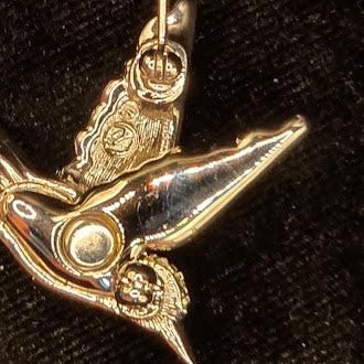 Swarovski Silver Tone Crystal Bird Brooch Dove In Flight With Swan Logo