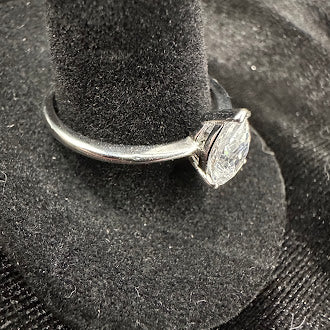 Sterling Silver Pear Cut CZ Solitaire Ring Elegant Minimalist Teardrop Engagement Style Ring