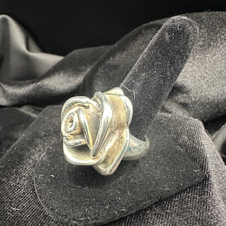 Silver Tone Rose Statement Ring (Medium)