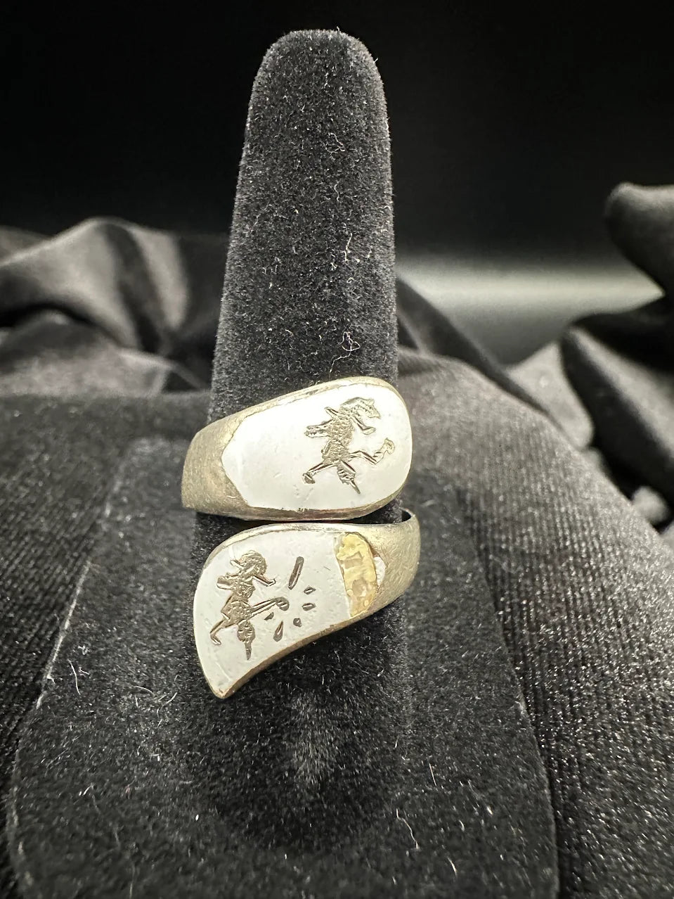 Two Tone Enamel Story Panel Wrap Ring