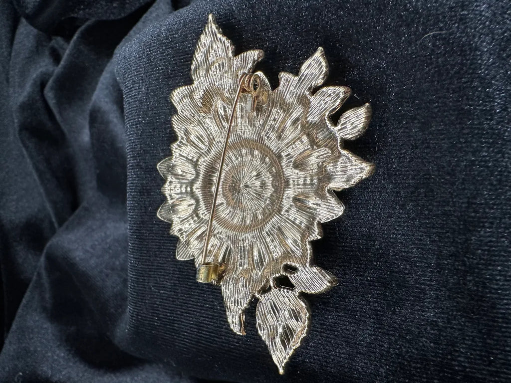 Yellow Crystal Sunflower Brooch