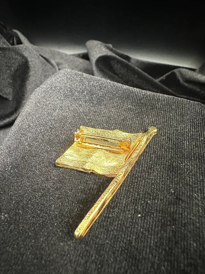 Gold Tone American Flag Brooch | Patriotic Flag Lapel Pin