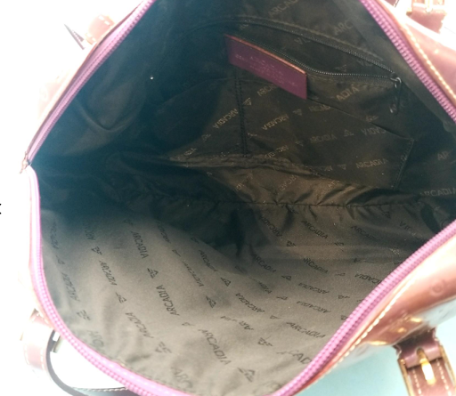 Arcadia Lavender Patent Leather Shoulder Bag Embossed Italian Handbag