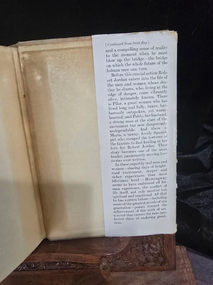 For Whom the Bell Tolls by Ernest Hemingway 1940 First Edition First Printing Scribners Hardcover with Dust Jacket A Printing