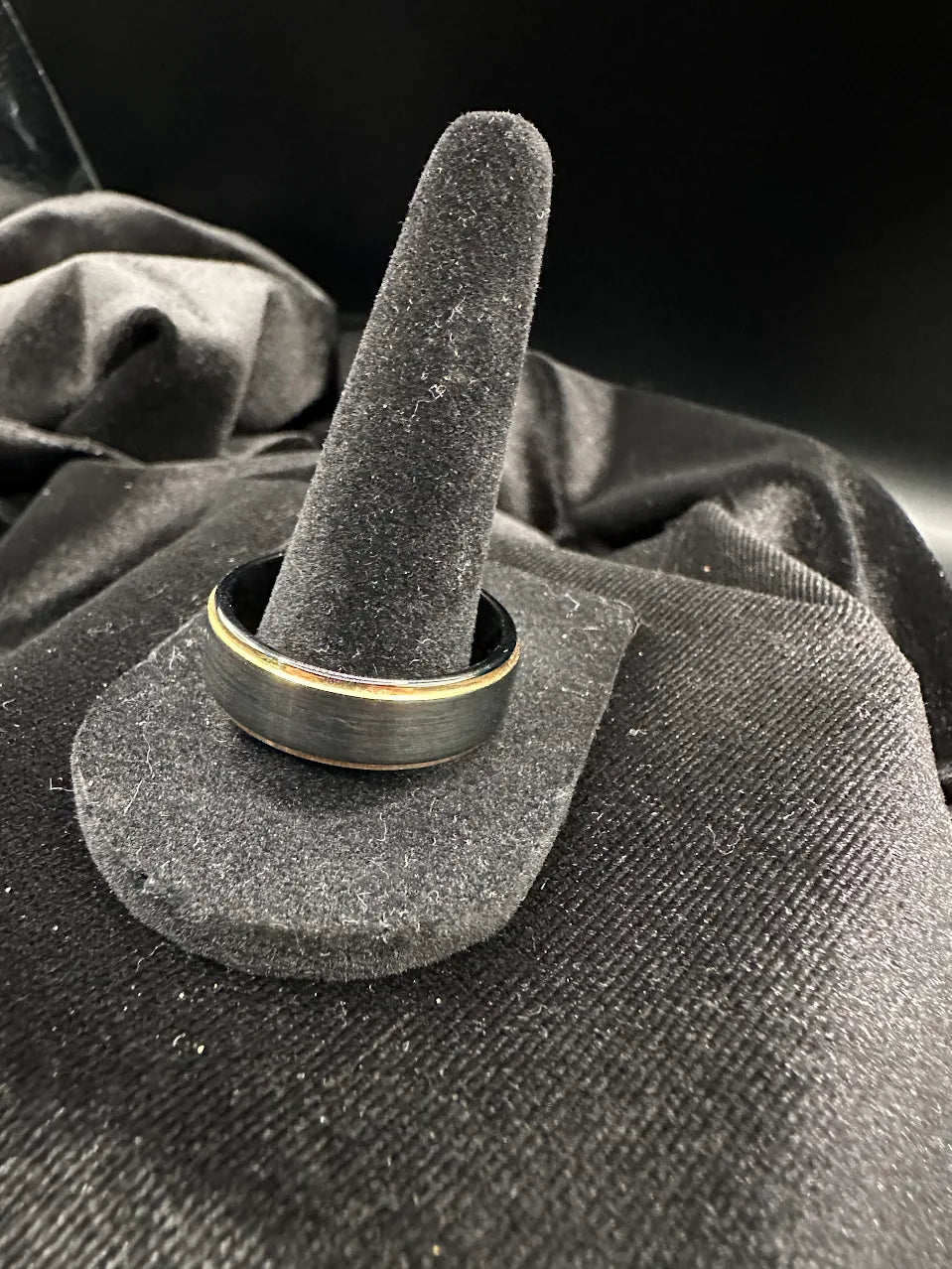 Tungsten Mens Wedding Band Size 13 Brushed Black Ring Gold Tone Comfort Fit