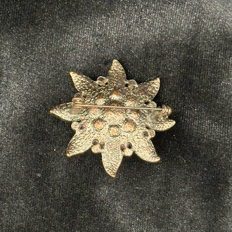 Gold Tone Pink Faux Pearl Flower Brooch Rhinestone Accents Statement Floral Pin