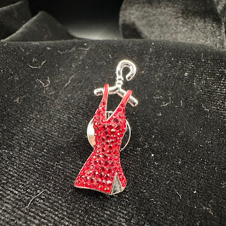 Swarovski Silver Tone Red Rhinestone Dress Brooch Figural Design