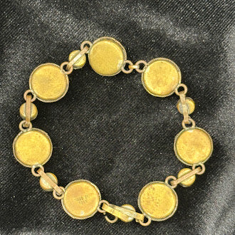 (SOLD) Vintage Italian Style Micro Mosaic Link Bracelet Gold Tone Floral Mosaic Bracelet Multicolor Glass Tesserae