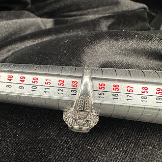 925 Sterling Silver CZ Pave Heart Statement Ring Size 7