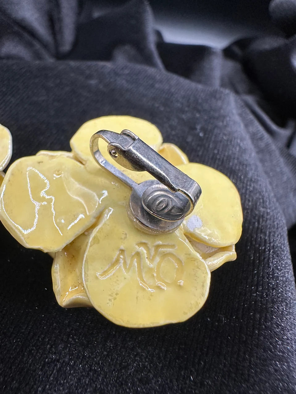 MYO Cream Pink Glazed Rose Clip Earrings