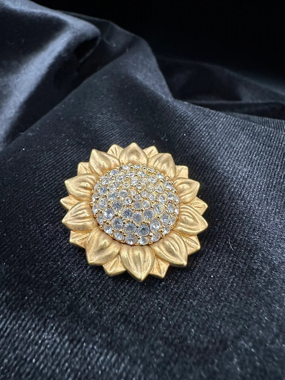 Swarovski Gold Tone Crystal Sunflower Brooch