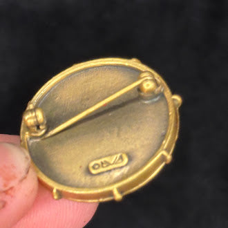 Avo Gold Tone Art Nouveau Lady Profile Brooch Cameo Style Portrait Pin Signed
