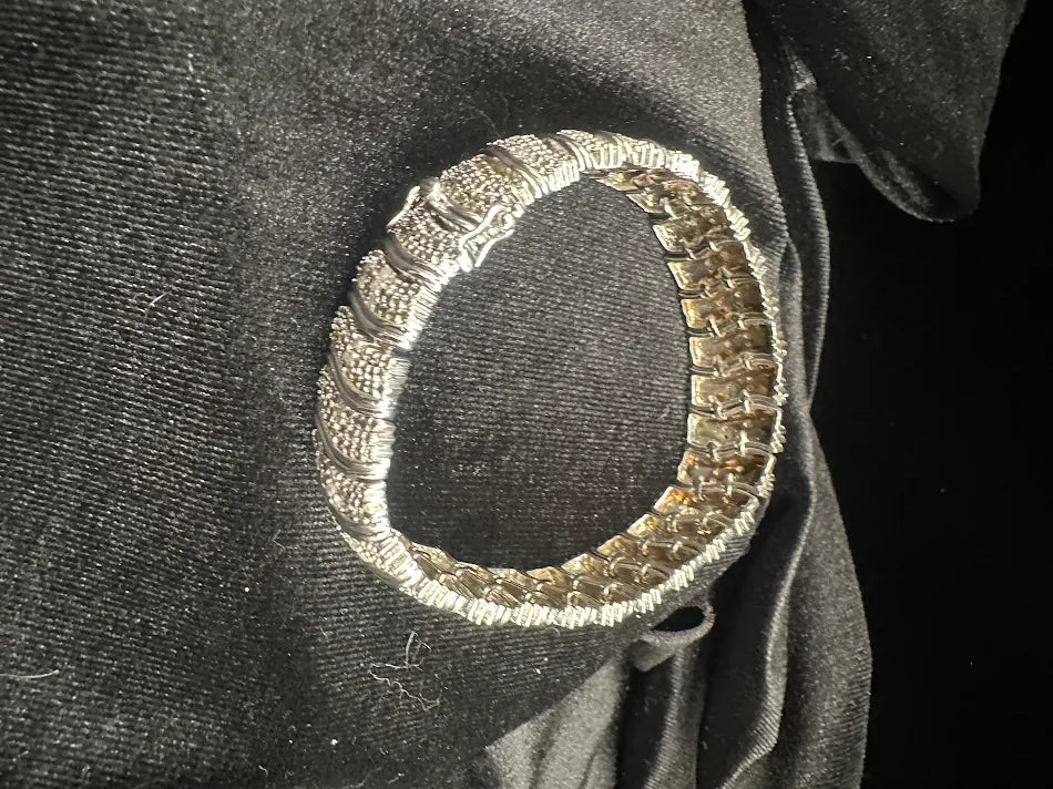 CU Signed Silver Tone Pavé CZ Bracelet Wide Statement Diamond-Like Tennis Bracelet 38.1g