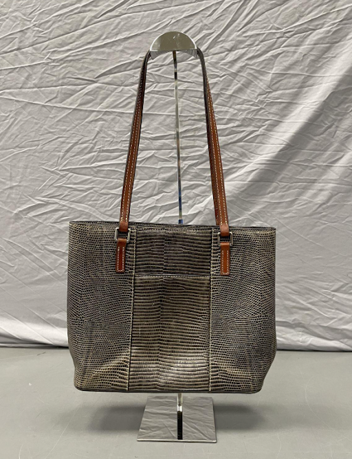Dooney & Bourke Lizard Embossed Leather Tote, Grey Structured Shoulder Bag