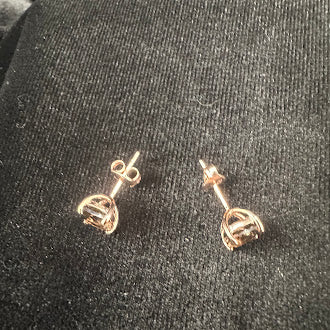 Rose Gold Tone Smoky Quartz Necklace and Stud Earrings Set | Matching Pendant Jewelry Set